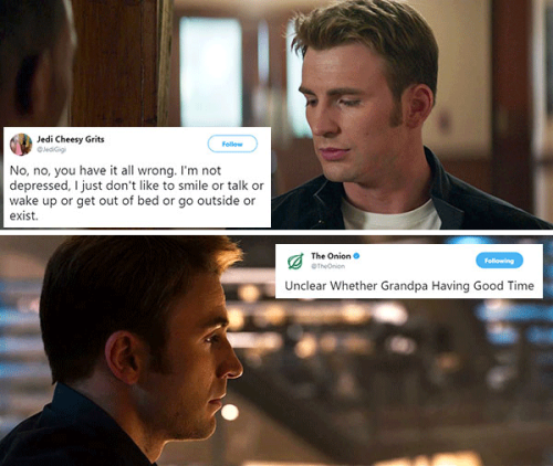 livebloggingmydescentintomadness:tweet meme: steve rogers edition, part 2 (part one)