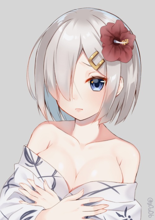 lewdkancollegirls:  浴衣浜風 by artist you06 (@y0u06) 