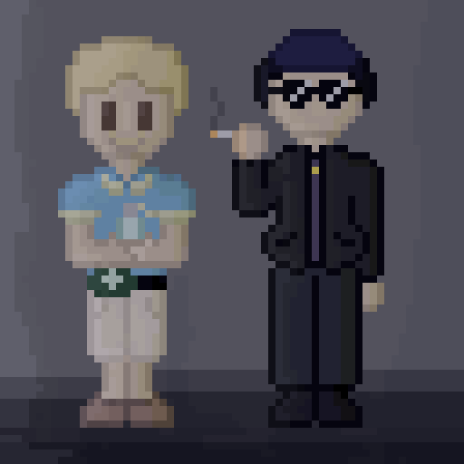 lizziebirb:  The Dynamic DuoPlease stop me im having too much fun making these gta rp pixelsAlso I tried my best to pixel Jimmy ?? Idk