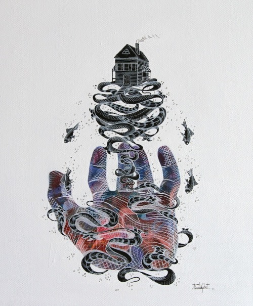 iheartmyart:  Ricardo Cabret, Shelter, 2012, 10” x 12”, Acrylic on Canvas. 