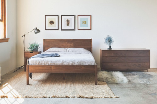 Black twin beds with headboards