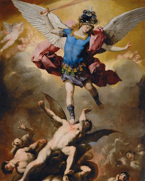 antonio-m:‘Saint Michel defeats the Demons’ by Luca Giordano.  (1634 – 1705). Italian Late-Baroque p