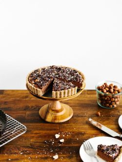 foodiebliss:  Chocolate Hazelnut Tart With Maple GanacheSource: Oh, Ladycakes