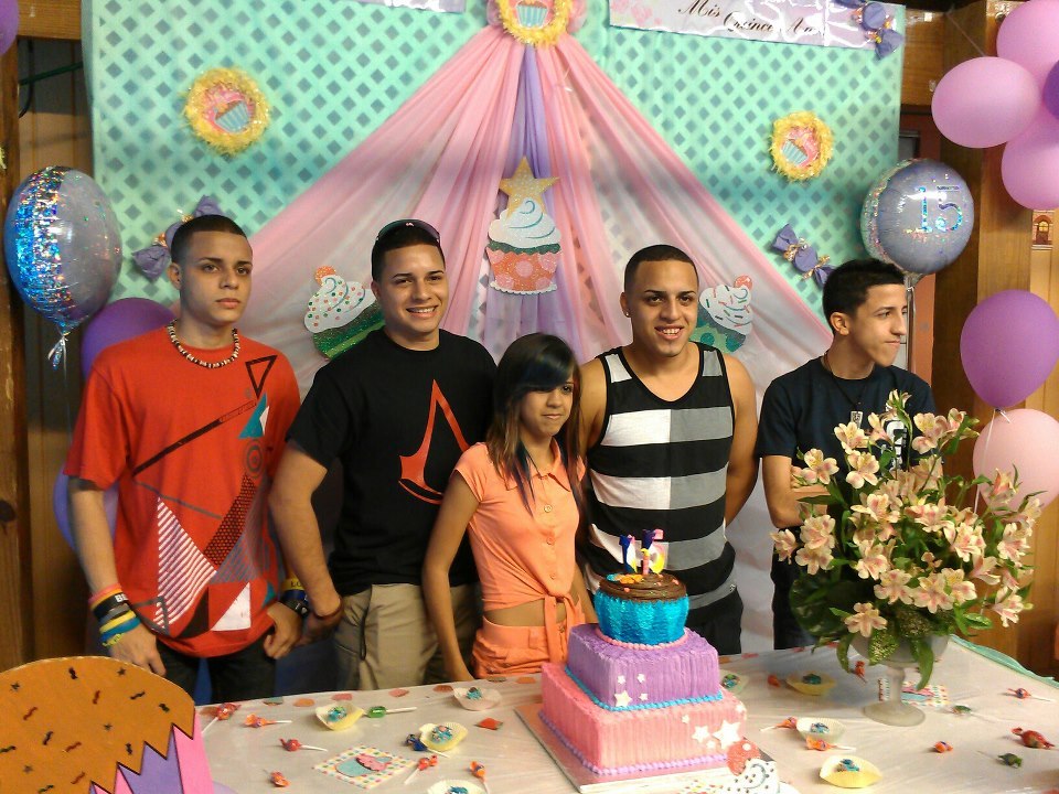 My Brothers and I. At the Sweet 15th of my sister. No se pa&rsquo; donde yo estaba