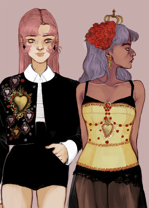 agihart: Finally made this “presentable”  Utena & Anthy in Dolce & Gabbana S/S 2015 inspired (read: tried to make exact replicas of the outfits but details scare me) 