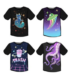 kakiwiko:  A few t-shirt design ideas! I can’t decide which one to make next. Which one is your favorite?  Tentacles