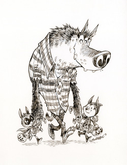 robbmommaerts:  Another #Inktober drawing. Even werewolves go trick-or-treating. 