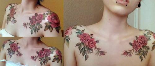 darlingterror:  Rose epaulets by Johnny Jinx, guest artist at Painted Bird Tattoo, Medford, MA 