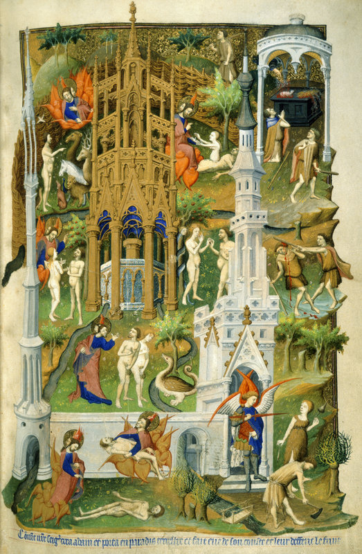 pmikos:  About  This illustration of the Fall of Man is from the Bedford Hours. In