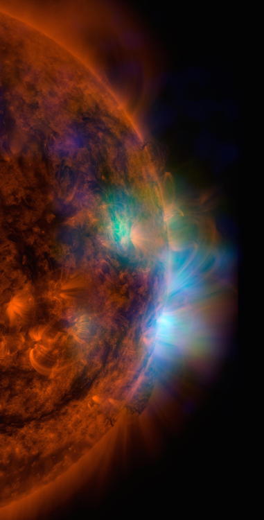 astronomicalwonders:X-Rays from our SunHigh-energy solar emissions can be seen in blue and green pro