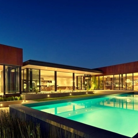 Poolhouse PoolhouseHuge Trendy Backyard Concrete And Rectangular Aboveground Pool House Photo