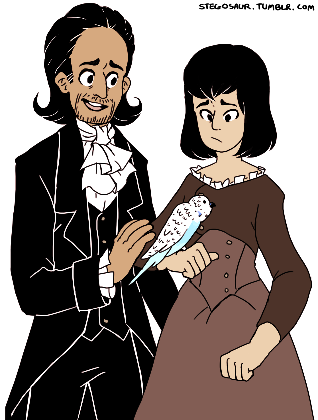 stegosaur:  [Image: A digital art piece of Hamilton and his daughter Angelica. There