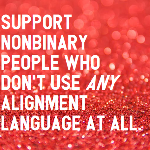 [Image Description: A picture of red glitter with text that reads “support nonbinary people wh