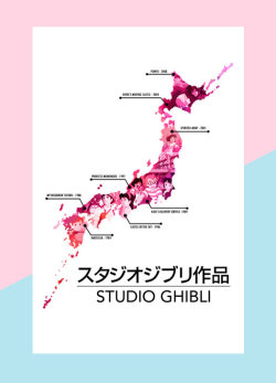 animeloversetsy:A cool collage map of Japan made from the most popular studio ghibli films overlaid with their titles and release year - an absolute must-have for studio ghibli lovers! 