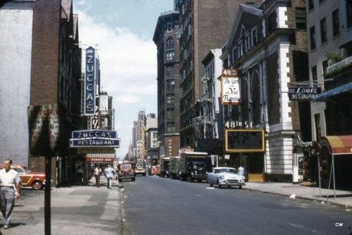 route22ny: mybelair62: New York City West 48th Street in spring of 1954, a dating possible due to th