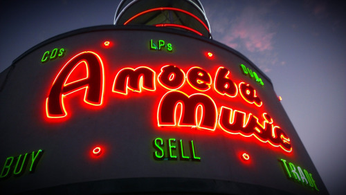 amoebamusic:  Amoeba Hollywood at sunset. 