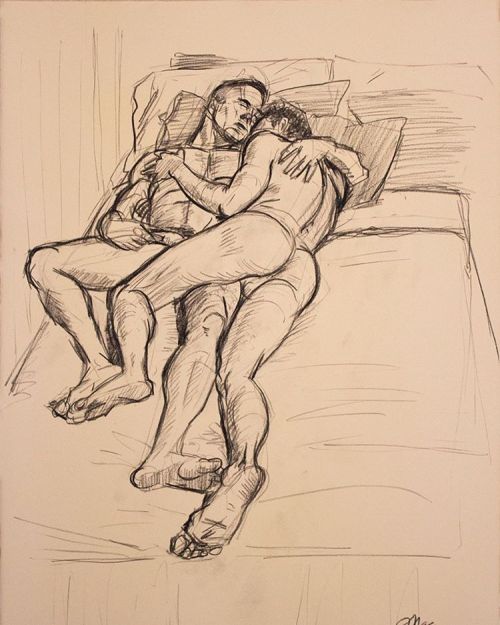 johnmacconnell: That happy couple snuggling up. It was chilly that day.  #johnmacconnell #charcoal #