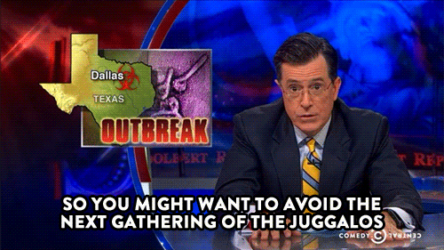 comedycentral:  Stephen Colbert discusses the arrival of Ebola in the US. Click here