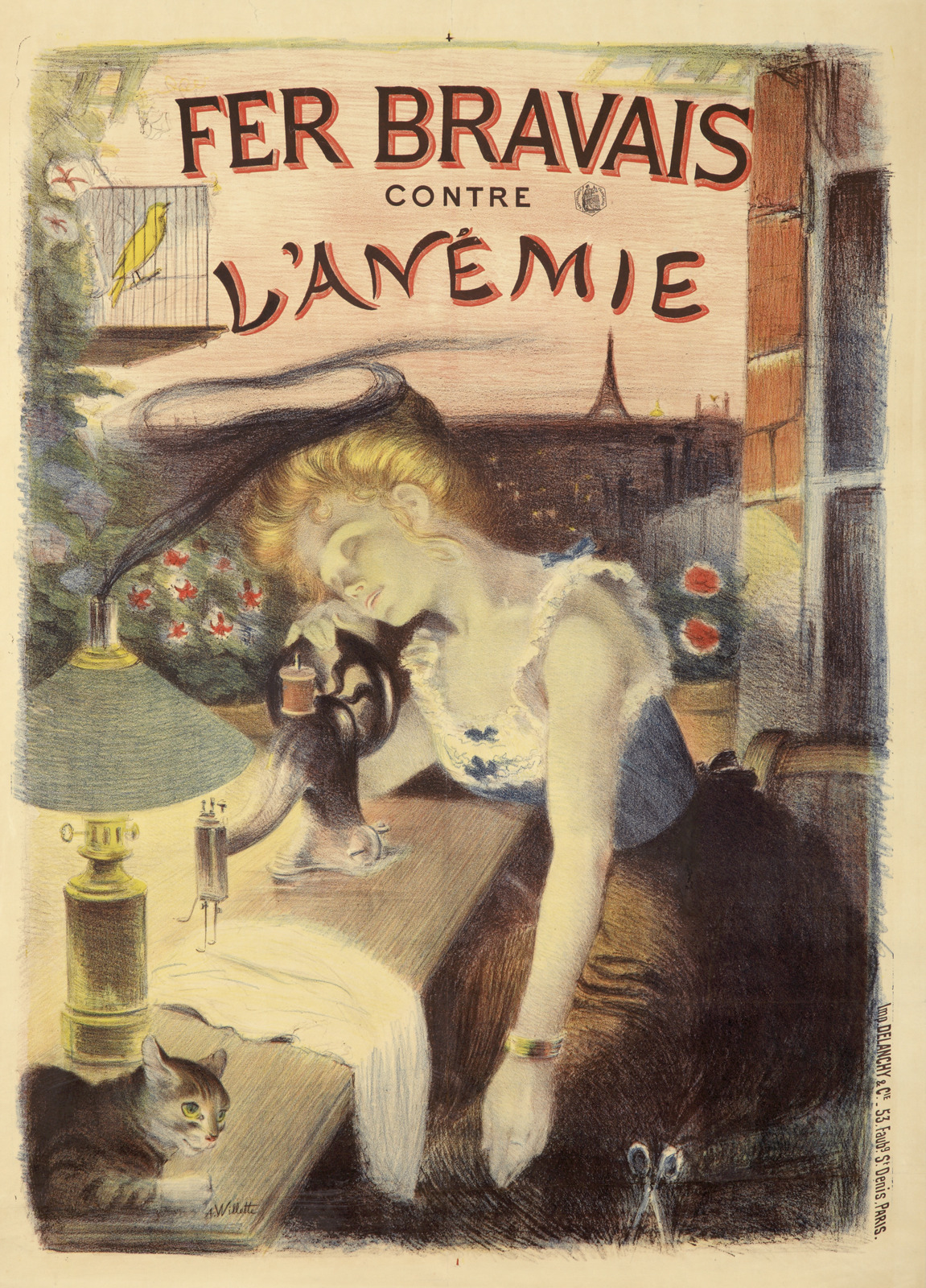 indigodreams:
“ rare-posters:
Fer Bravais Contre L’Anemie. 1898. Adolph L. Willette ”