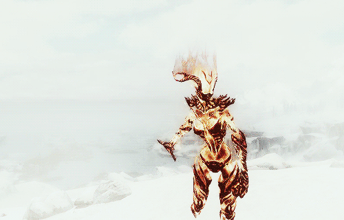 couslands:Constructed entirely of fire, Flame Atronachs resemble humanoid females wearing black meta