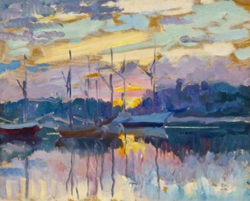 alongtimealone2: Sunset in Pargas - Santori Salokivi 1916 Finnish, 1886-1940oil on board , 33 x 40 c