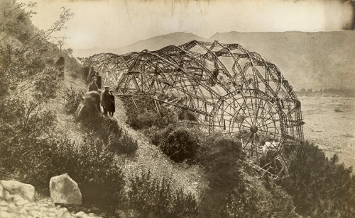 A wrecked Zeppelin sits ashore in Mison, France, 1918.Photograph by Paul Thompson, National Geograph