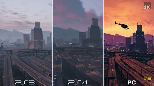 trikeytidbits:  armed-with-haggis:  I came across this amazing comparison of graphics on GTA V between the PS3, PS4 and PC versions.   Check out the video here  Astounding