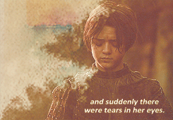 promiseme-ned:  “Needle was Robb and Bran and Rickon, her mother and her father, even Sansa. Needle was Winterfell’s grey walls, and the laughter of its people. Needle was the summer snows, Old Nan’s stories, the heart tree with its red leaves and