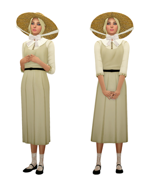 TS4 Cottagecore Vintage Dresses Lookbook Skin 1, 2, 3 / Megan Hair / Eyebrows / Eyes / Nosemask Dres