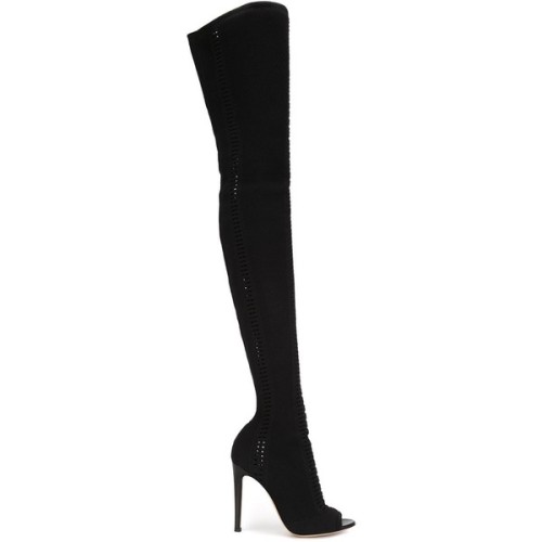 Gianvito Rossi Vires Thigh Booties ❤ liked on Polyvore (see more open toe stiletto)
