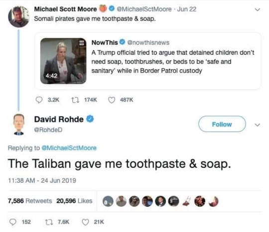backpackfullofplums:   In case you aren’t familiar, Michael Scott Moore and David Rohde are both journalists. Moore was held by Somali pirates for 977 days. Rohde was held captive by the Taliban for 7 months after being abducted in Afghanistan.  