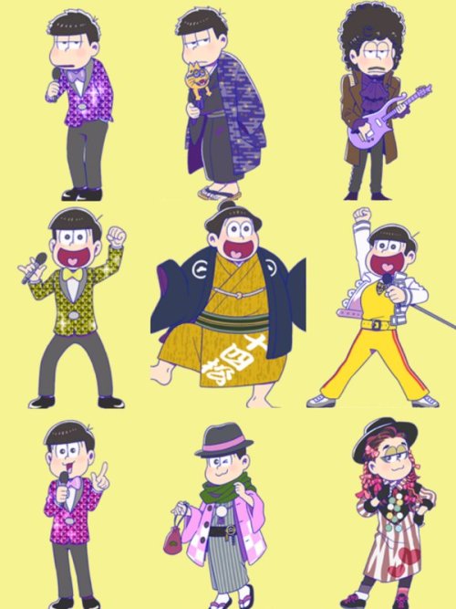 caitsylph:I cannot deal with this. Osomatsu as Elvis, Karamatsu as David Bowie, Choromatsu as M