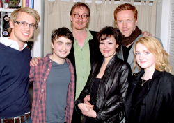 danielradcliffedaily:  The ‘Harry Potter’ cast visiting Daniel Radcliffe on Broadway (2011) 