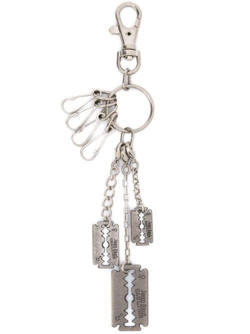 erowid:Silver-tone metal razor blade pendant keyring from Jean Paul Gaultier Vintage featuring a lob