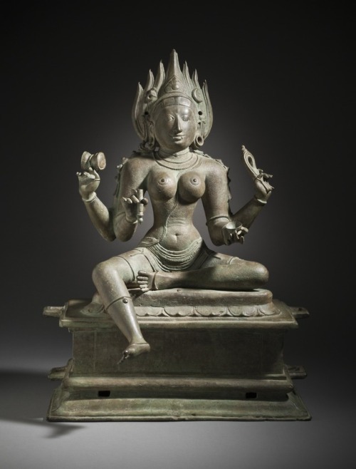 Sculpture (copper alloy) of the Hindu goddess Kali.  Artist unknown; 11th century.  From Tamil Nadu;