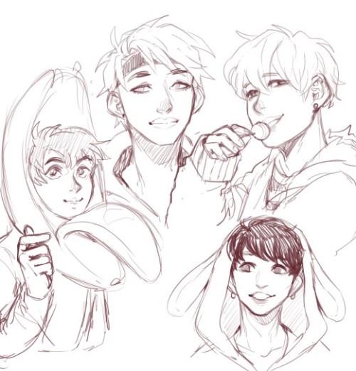 Have some Bangtan sketch~Bananjin, V, Jimin, Bunkook