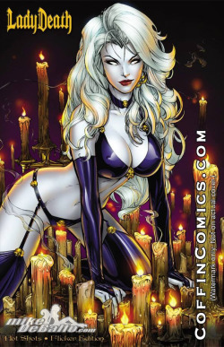 comicbookwomen:  comicbookwomen: Lady Death-Mike DeBalfo (colors on corner image by SplashColors)  Fave Queue Posts-Lady Death