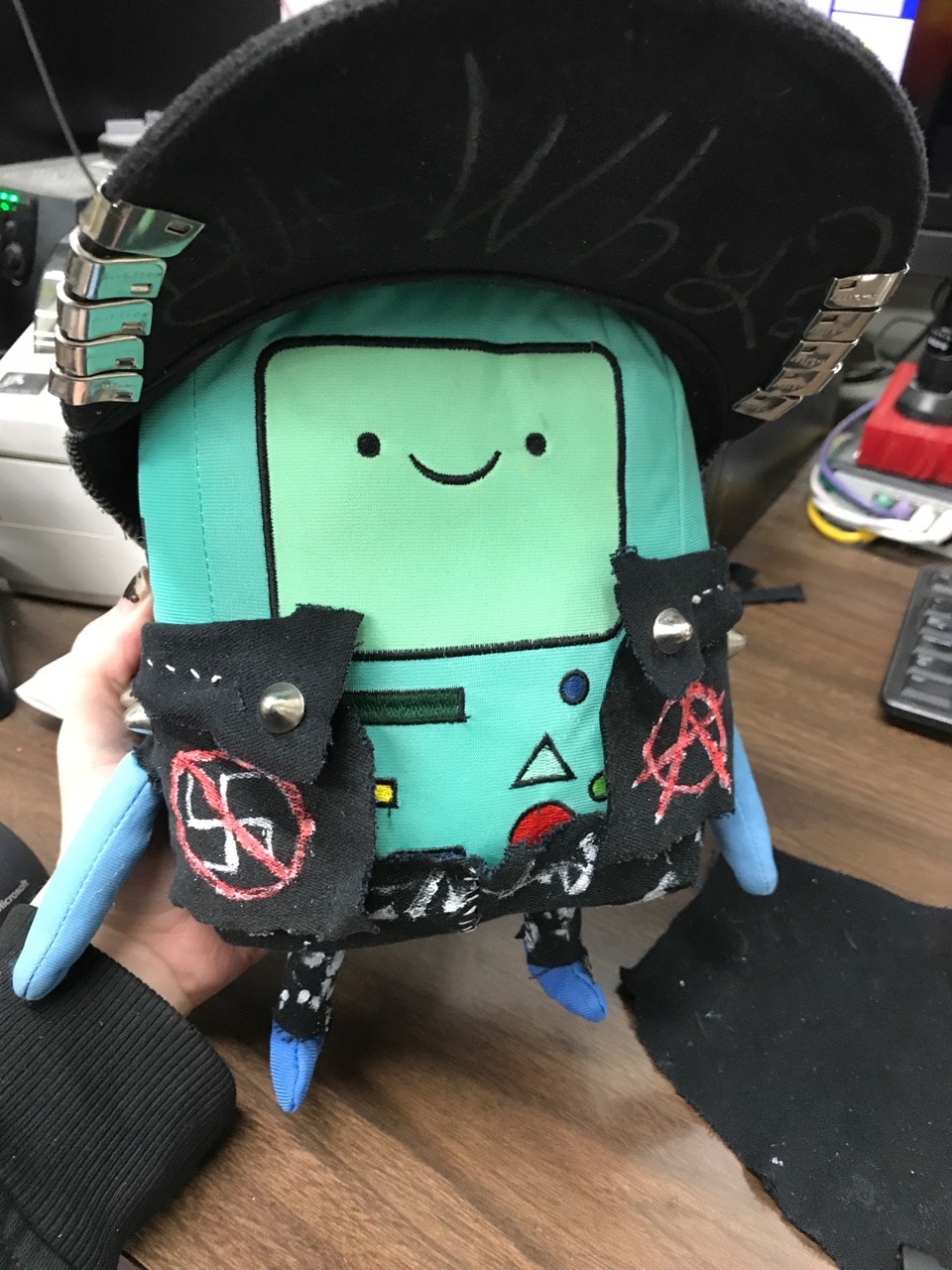 punkwitchanarchist:So BMO was complaining that he wanted cool clothes like me. So