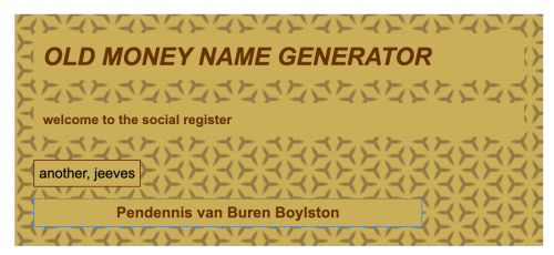 Hi Guys I Made Another Name Generator, This Time With A Bunch Of Names From Various East Coast Editions