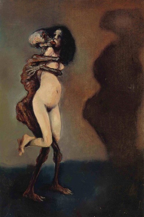 Death and the Maiden (n.d. / Oil on canvas) - Robert Lenkiewicz