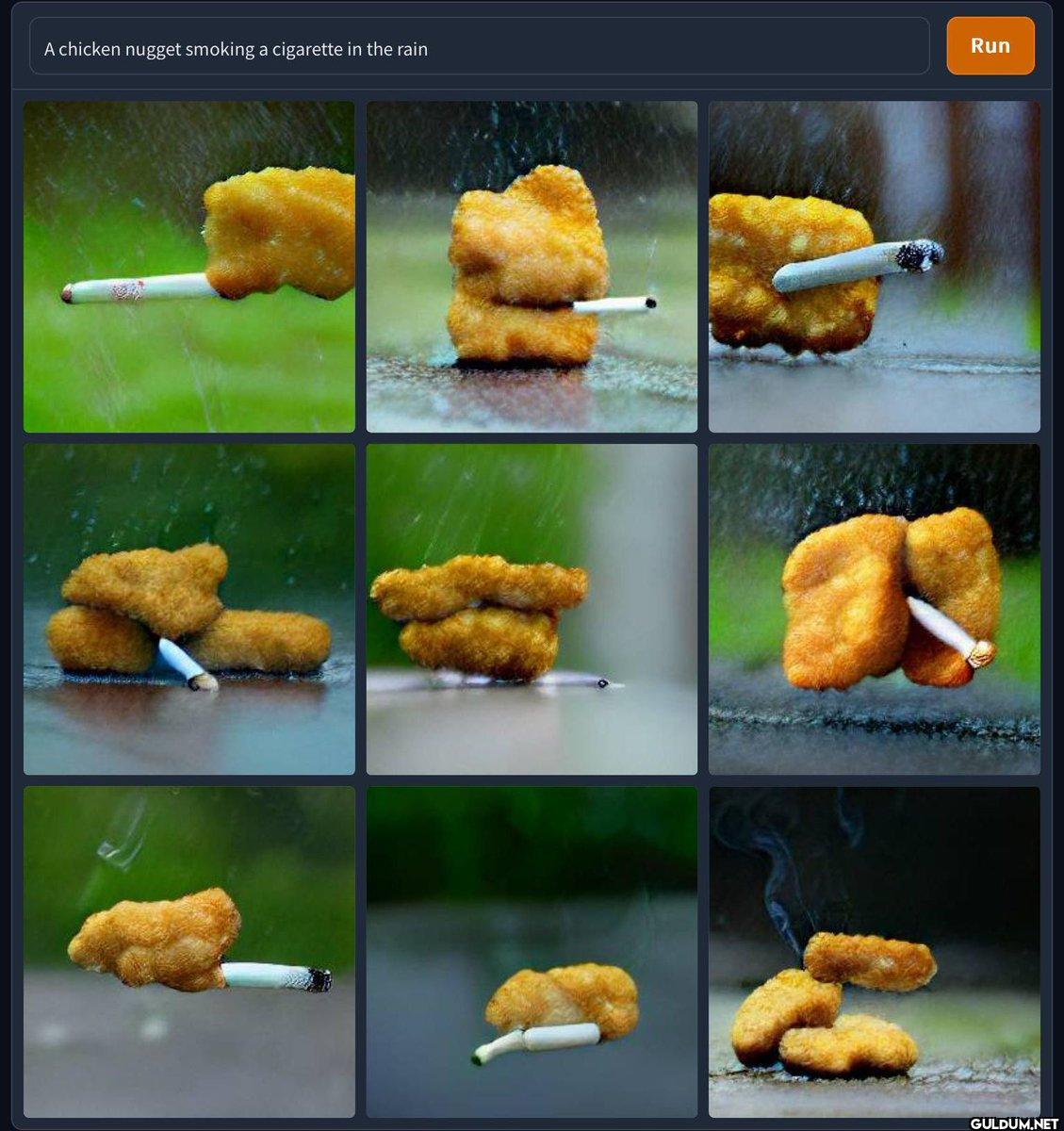 A chicken nugget smoking a...