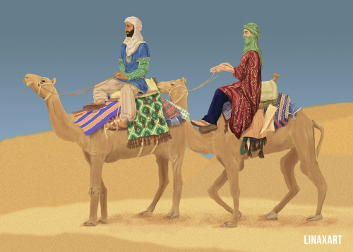 linaxart:Travelling ️ IDs: A digital illustration of Yusuf and Nicolò from The Old Guard riding drom