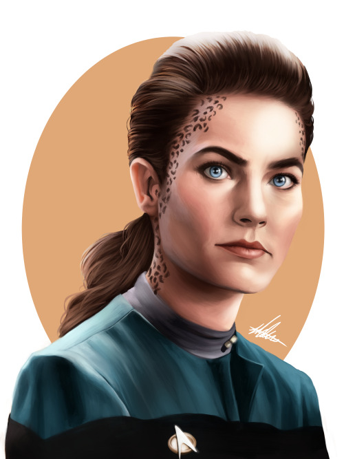 primatechnosynthpop:betanoiz:worm wife[ID: a realistic drawing of Jadzia, shown from the shoulders u