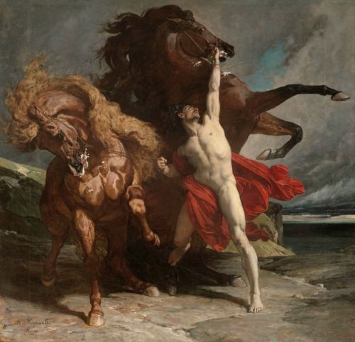 cavetocanvas:Henri Regnault, Automedon with the Horses of Achilles, 1868From the Boston Museum of Fi