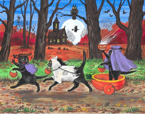 Halloween Cat Art Prints By RytasArtWorld