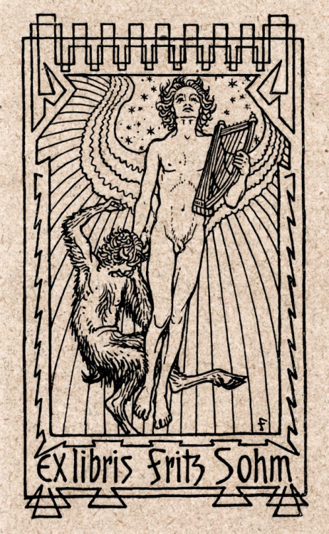 Fidus (Hugo Reinhold Karl Johann Höppener) (1868-1948), &lsquo;Ex Libris - Fritz Sohm&rsquo;, 1900So