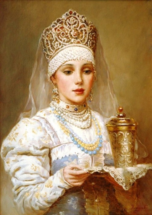 ruscatontheroof: Kokoshnik is a traditional Russian headdress worn by women and girls to accompany