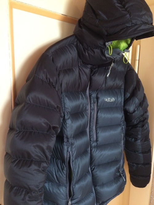 my new down jacket from RAB. It’s the RAB Infinity Endurance (First Version) Very lightweight 