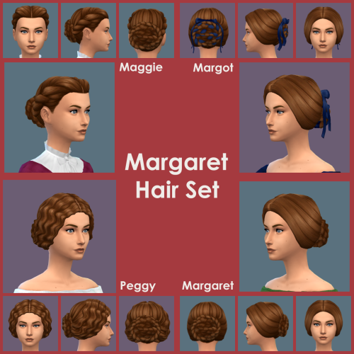 buzzardly28:Margaret Hair SetI made a bun and wanted to put it on everything so here are 4 mid Victo