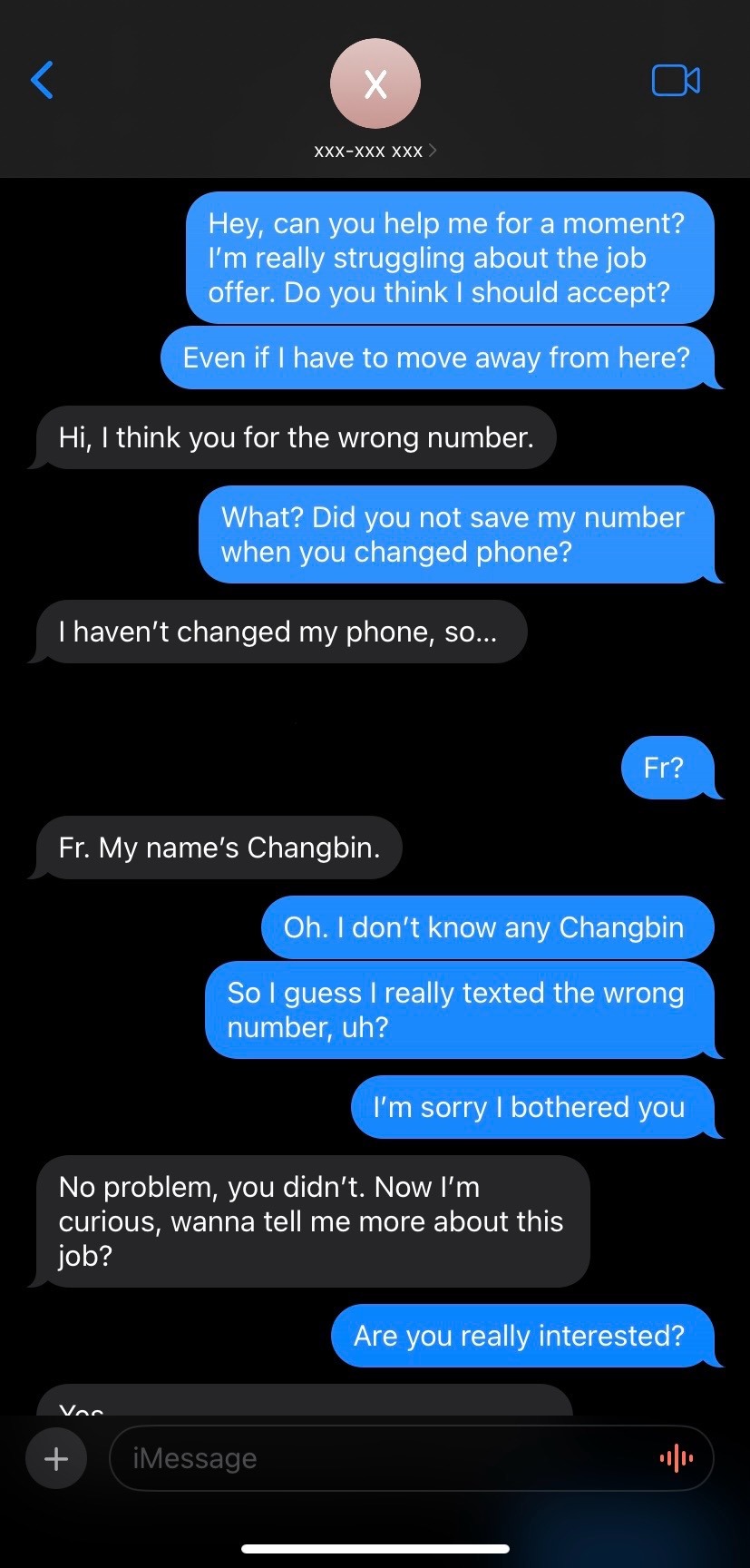 Texting The Wrong Number | Changbin X You